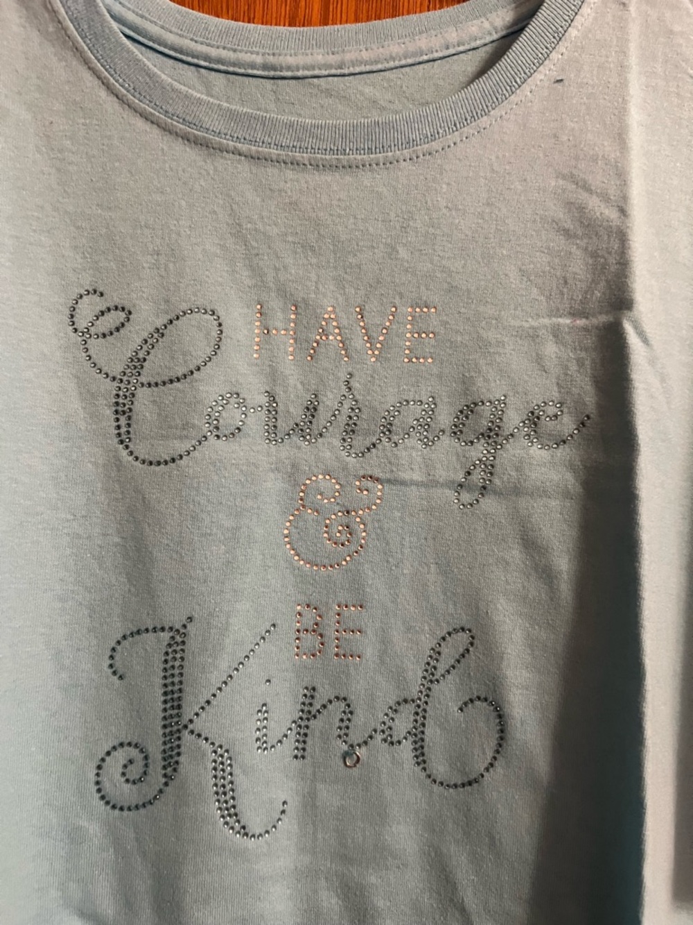 NWOT Disney Cinderella "Have Courage & Be Kind" Embellished Lt Blue Unisex 3X